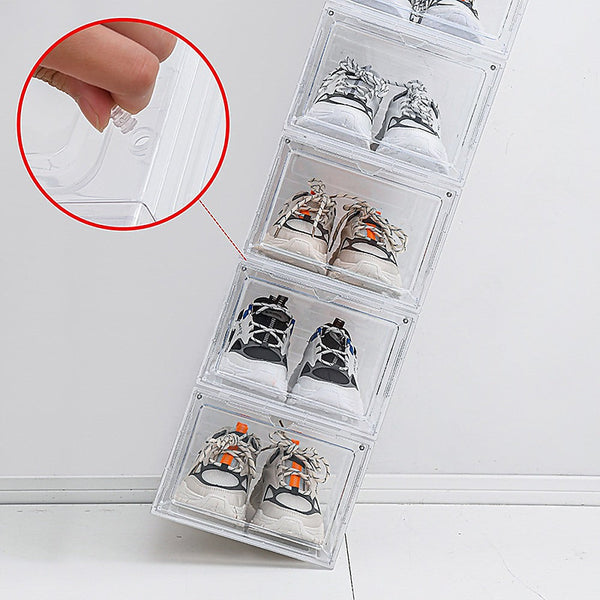 Randy & Travis Machinery Sneaker Display Case Shoe Storage Organizer Box Stackable Plastic Clear Magnetic Shoe Organisers