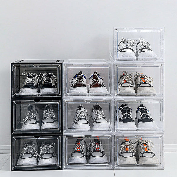 Randy & Travis Machinery Sneaker Display Case Shoe Storage Organizer Box Stackable Plastic Clear Magnetic Shoe Organisers