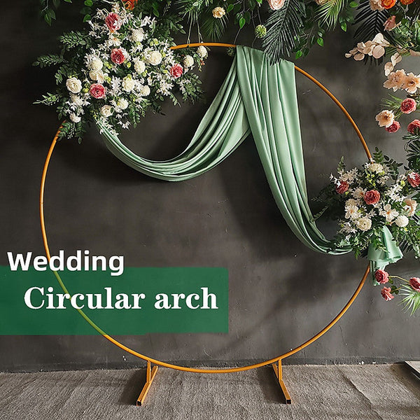Randy & Travis Machinery 3M Gold Wedding Hoop Round Circle Arch Backdrop Flower Display Stand Frame Background Party Decorations