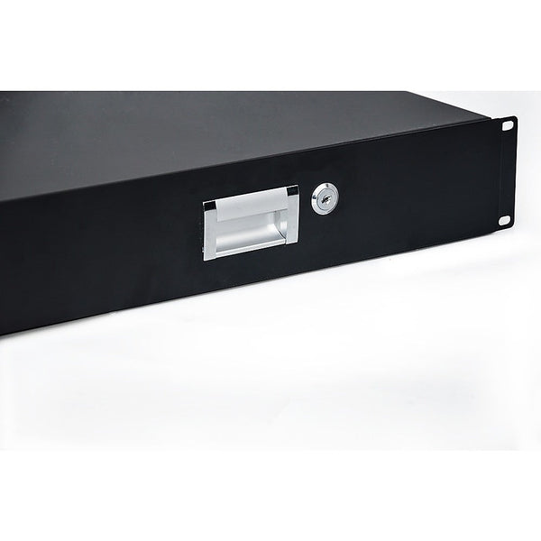 19" Rack Mount 2U Locking Drawer Pro Audio Dj Server Storage Cabinet