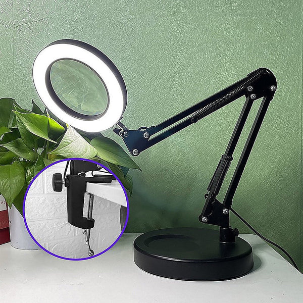 Veile Studios 10X Magnifying Glass Desk Light Magnifier Led Lamp Reading With Base Jewellery Loupes & Magnifiers