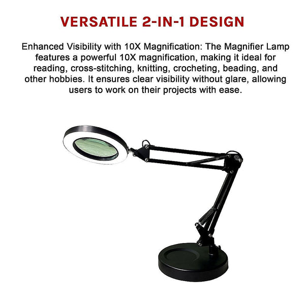 Veile Studios 10X Magnifying Glass Desk Light Magnifier Led Lamp Reading With Base Jewellery Loupes & Magnifiers
