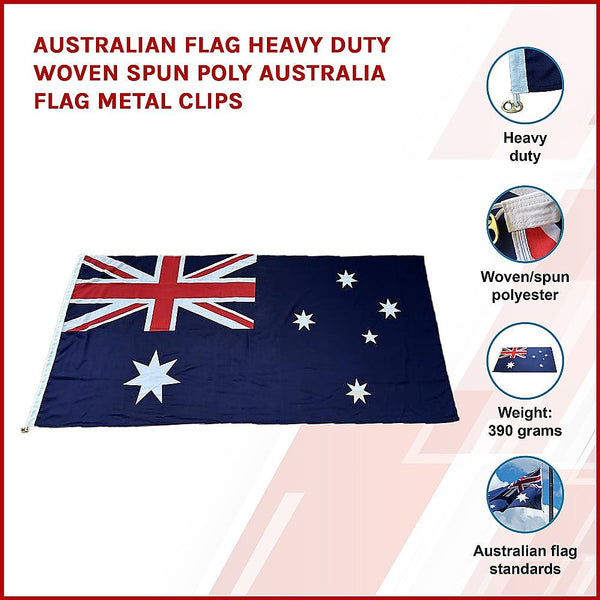 Bariloche Australian Flag Heavy Duty Woven Spun Poly Metal Clips Flag Pole