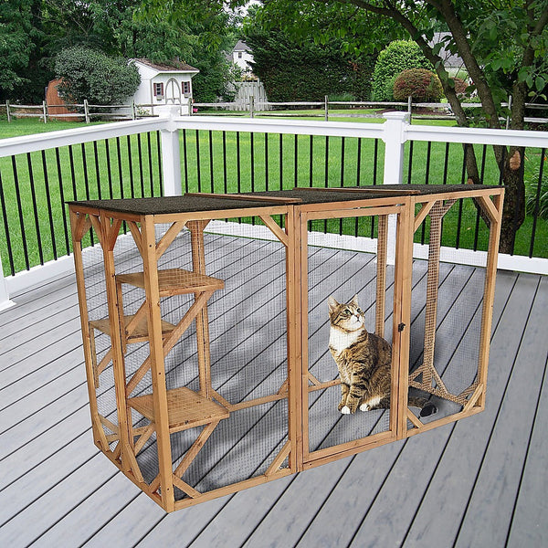 Randy & Travis Machinery 180Cm Large Cat Enclosure Outdoor Cage With 3 Platforms Small Animal Cages & Hutches