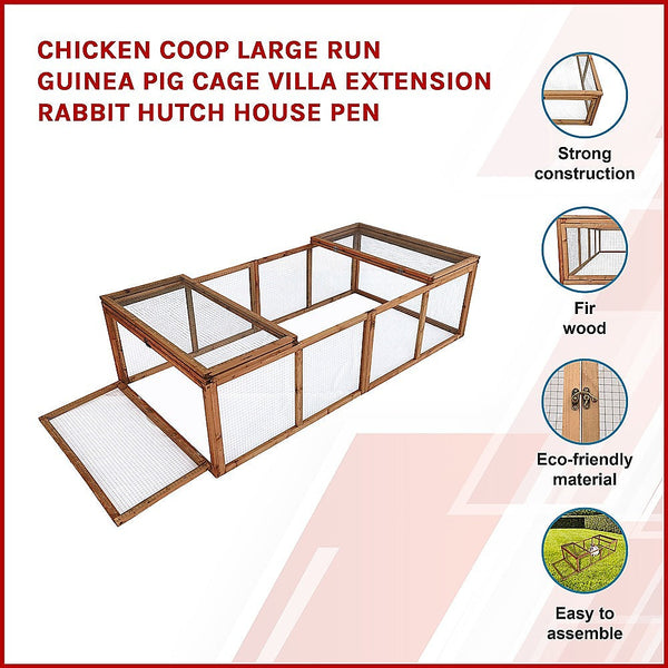 Randy & Travis Machinery Chicken Coop Large Run Guinea Pig Cage Villa Extension Rabbit Hutch House Pen Small Animal Cages & Hutches