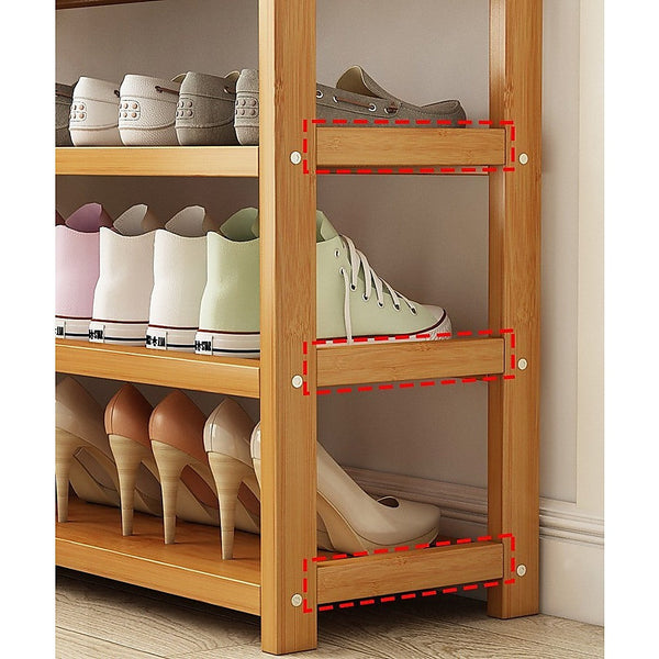 Randy & Travis Machinery 6 Layers Natural Wood Bamboo Shelf Entryway Storage Shoe Rack Home Furniture Shoe Racks
