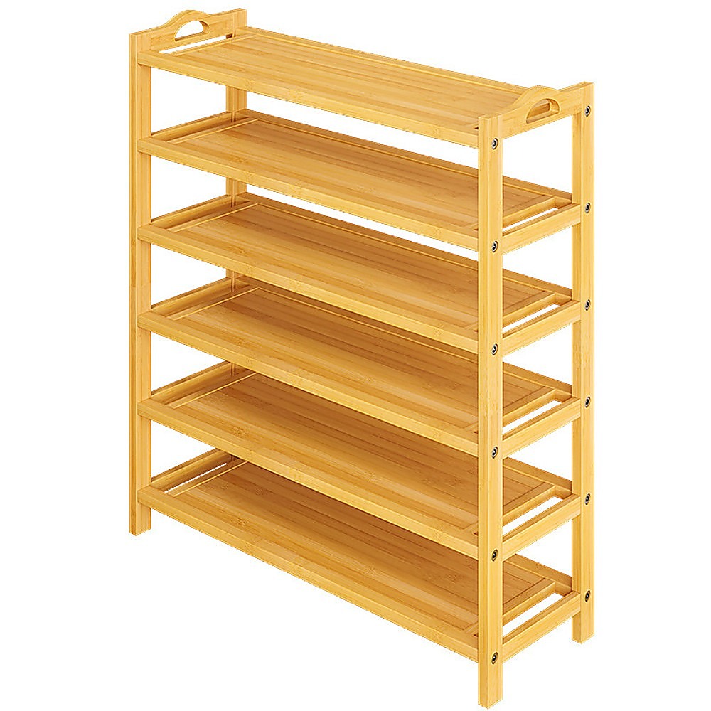Randy & Travis Machinery 6 Layers Natural Wood Bamboo Shelf Entryway Storage Shoe Rack Home Furniture Shoe Racks