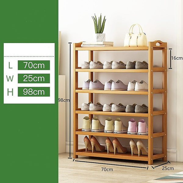 Randy & Travis Machinery 6 Layers Natural Wood Bamboo Shelf Entryway Storage Shoe Rack Home Furniture Shoe Racks
