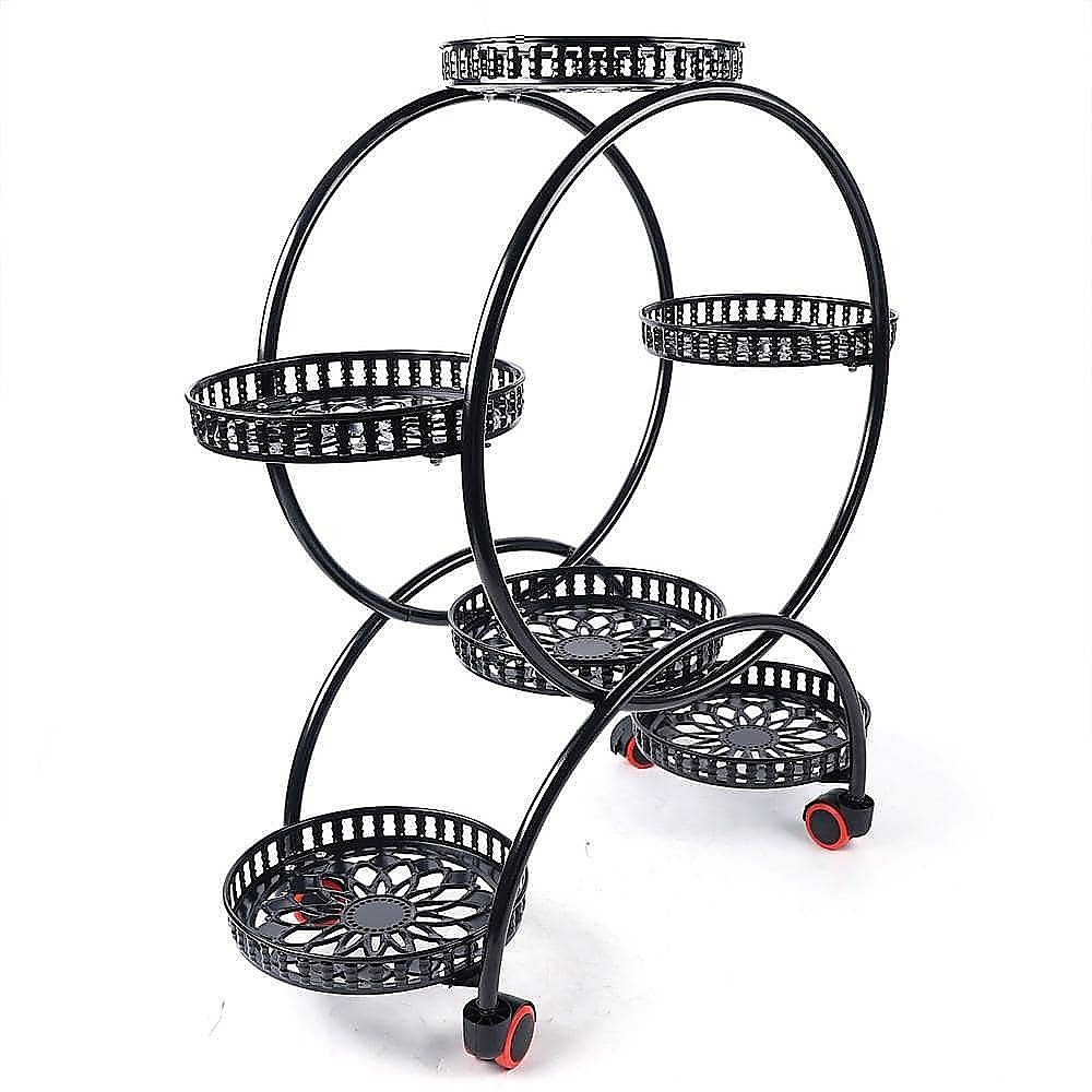 Randy & Travis Machinery 4 Layer 6 Pots Flower Holder Plant Stand Shelf 4 Wheel Free Moving Rack Plant Stands