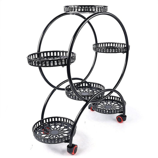 Randy & Travis Machinery 4 Layer 6 Pots Flower Holder Plant Stand Shelf 4 Wheel Free Moving Rack Plant Stands