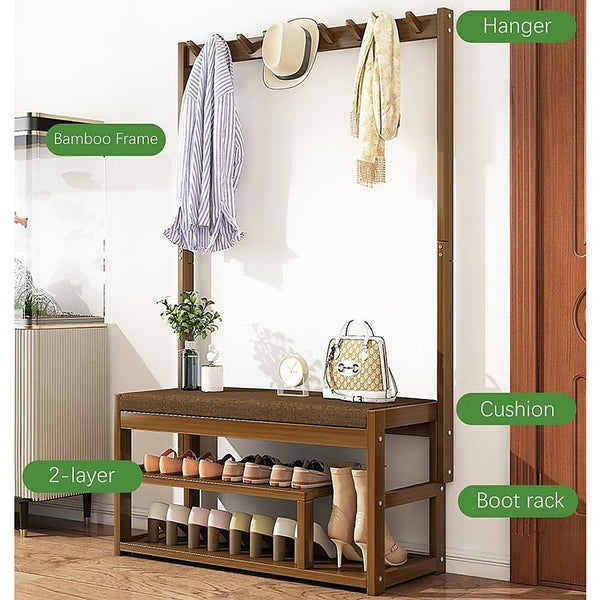 Randy & Travis Machinery 100Cm Hallway Bench Coat Rack Stand Multifunctional Shelf Entryway Coat & Hat Racks