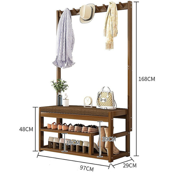 Randy & Travis Machinery 100Cm Hallway Bench Coat Rack Stand Multifunctional Shelf Entryway Coat & Hat Racks