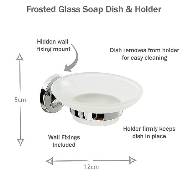 Della Francesca Bathroom Accessories Set 6 Piece Pack Chrome Wall Mounted Easy Fittings Towel Racks