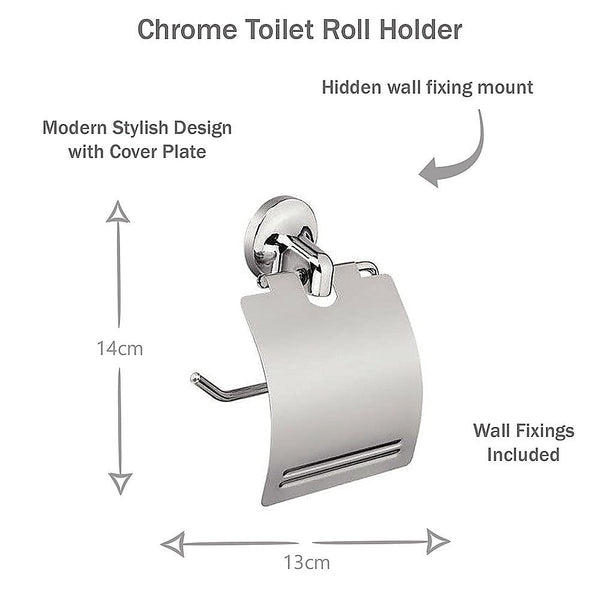 Della Francesca Bathroom Accessories Set 6 Piece Pack Chrome Wall Mounted Easy Fittings Towel Racks
