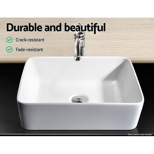 Della Francesca Ceramic Bathroom Basin Vanity Sink Square Above Counter Top Mount Bowl Bathroom Sinks
