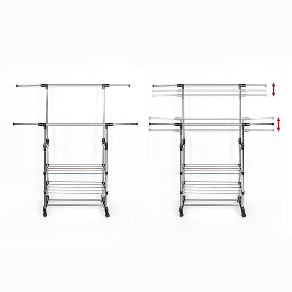 Palermo Heavy Duty Commercial Garment Rack Double Bar Rolling Collapsible Clothing Shelf Garment Racks