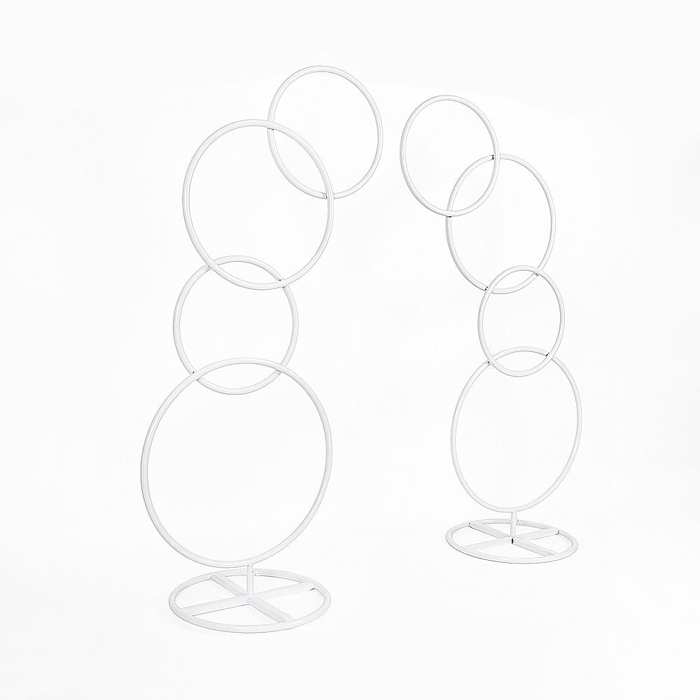 Randy & Travis Machinery 2Pcs Round Wedding Arch Backdrop Rings Loops Flower Balloon Lawn Row Stand Venue Decorations