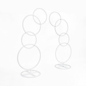 2Pcs Round Wedding Arch Backdrop Rings Loops Flower Balloon Lawn Row Stand