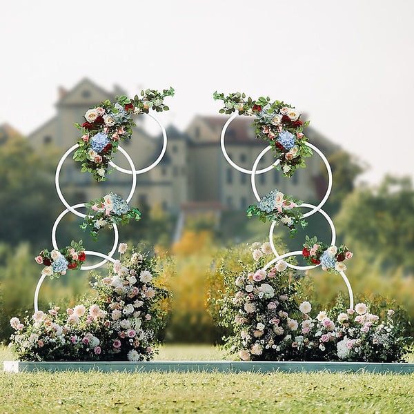 Randy & Travis Machinery 2Pcs Round Wedding Arch Backdrop Rings Loops Flower Balloon Lawn Row Stand Venue Decorations