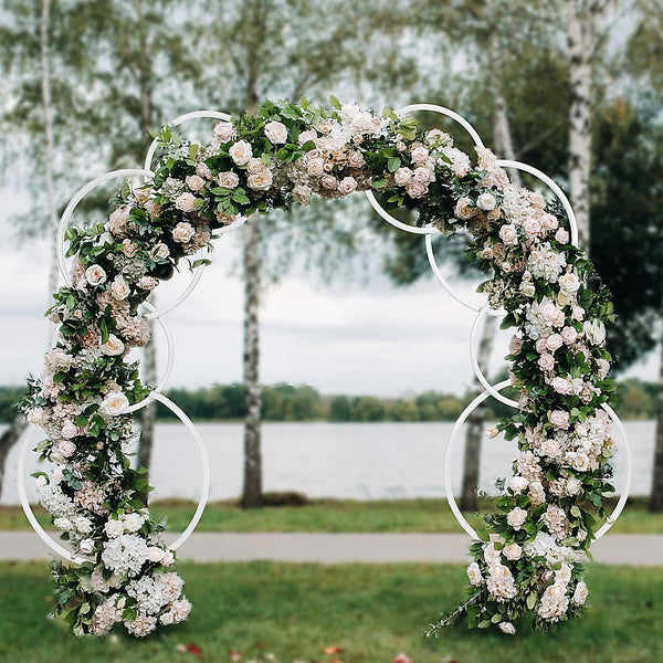 Randy & Travis Machinery 2Pcs Round Wedding Arch Backdrop Rings Loops Flower Balloon Lawn Row Stand Venue Decorations