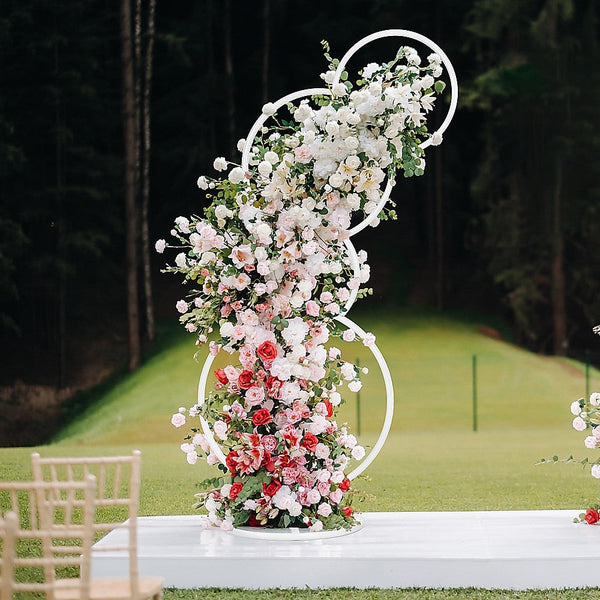 Randy & Travis Machinery 2Pcs Round Wedding Arch Backdrop Rings Loops Flower Balloon Lawn Row Stand Venue Decorations