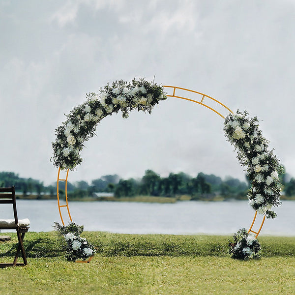 Randy & Travis Machinery 260Cm Gold Metal Wedding Arch Round Balloon Birthday Party Venue Decorations