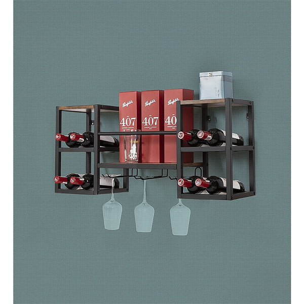 Randy & Travis Machinery Wall Mounted Wine Rack 3 Stem Glass Holder Storage Organiser Racks