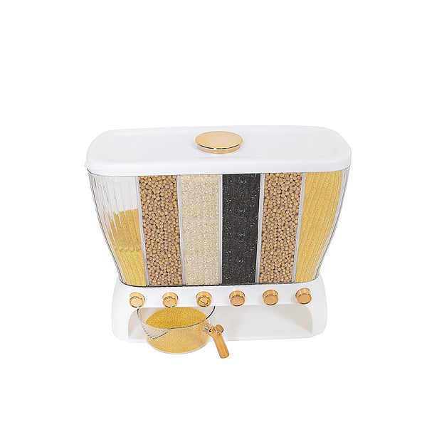 Randy & Travis Machinery 6 Grids Dispenser Storage Container Rice Cereal Beans Grain Food Storage Containers