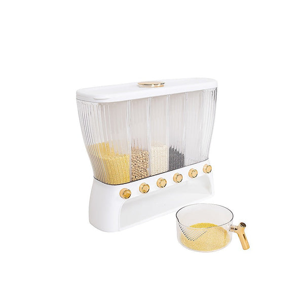 Randy & Travis Machinery 6 Grids Dispenser Storage Container Rice Cereal Beans Grain Food Storage Containers