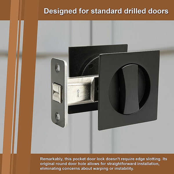 Randy & Travis Machinery 2X Contemporary Entry Square Pocket Door Hardware With Key Door Knobs
