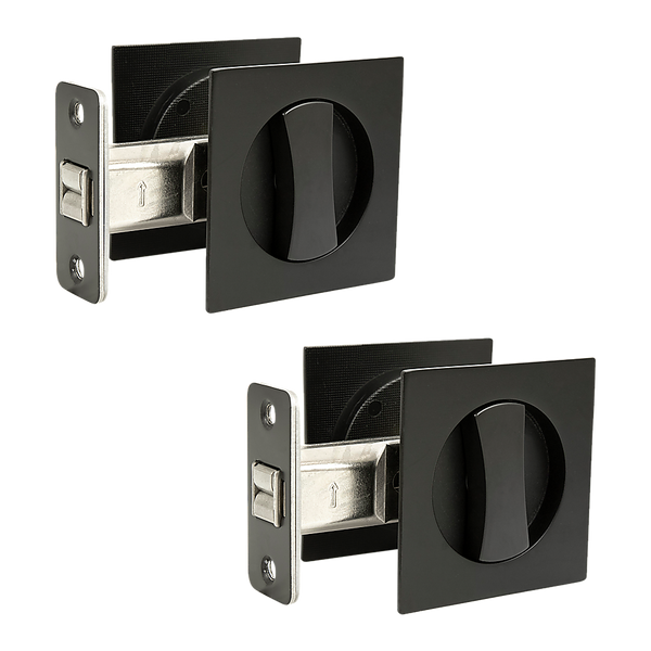 2X Contemporary Entry Square Pocket Door Hardware With Key