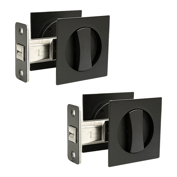 Randy & Travis Machinery 2X Contemporary Entry Square Pocket Door Hardware With Key Door Knobs