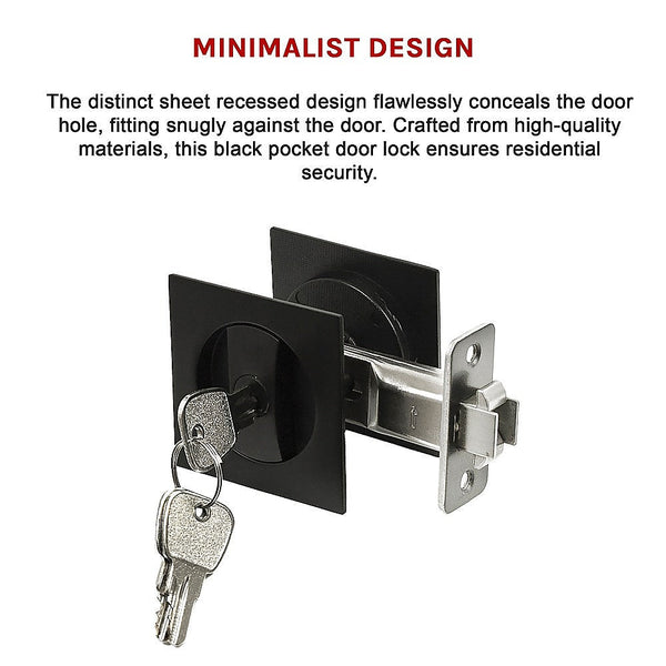 Randy & Travis Machinery 2X Contemporary Entry Square Pocket Door Hardware With Key Door Knobs