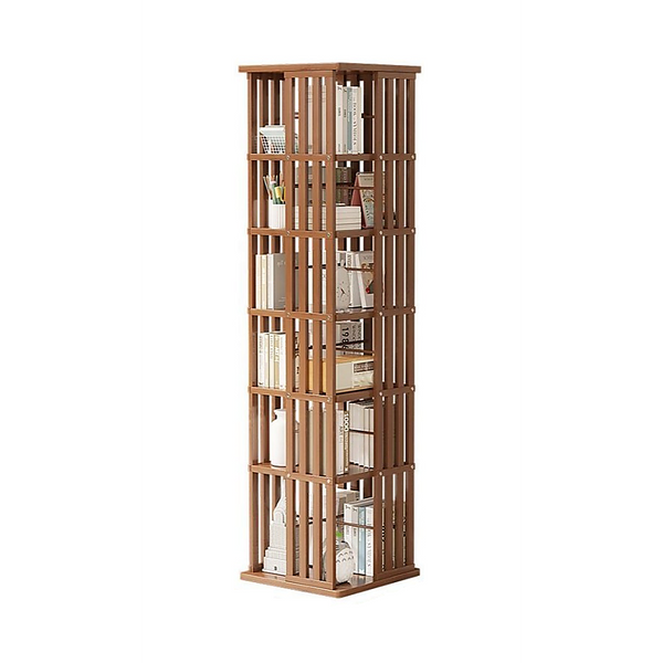 Randy & Travis Machinery 360 Rotating Bookshelf Bamboo Storage Display Rack Shelving Bookshelves
