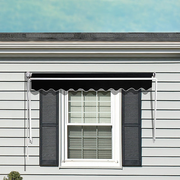 Bariloche Retractable Fixed Pivot Arm Awning Patio Garden Blinds 2.4M X 2.1M Black Awning & Canopy Parts