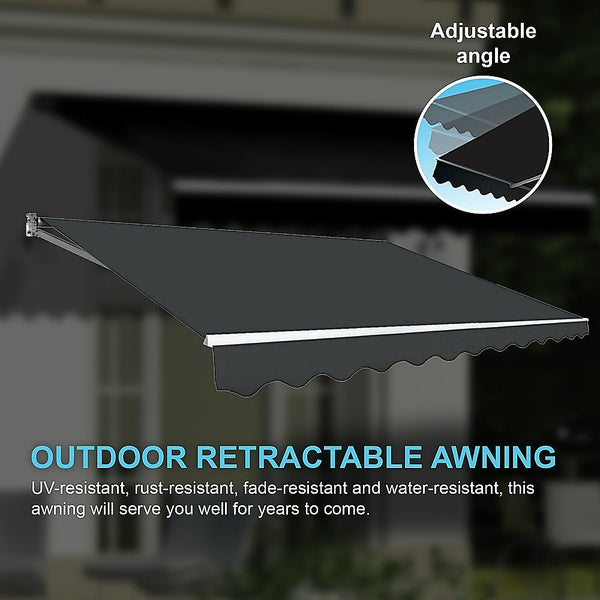 Bariloche Outdoor Folding Arm Awning Retractable Sunshade Canopy Grey 4.0M X 2.5M Awning & Canopy Parts