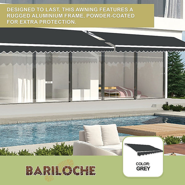 Bariloche Outdoor Folding Arm Awning Retractable Sunshade Canopy Grey 4.0M X 2.5M Awning & Canopy Parts