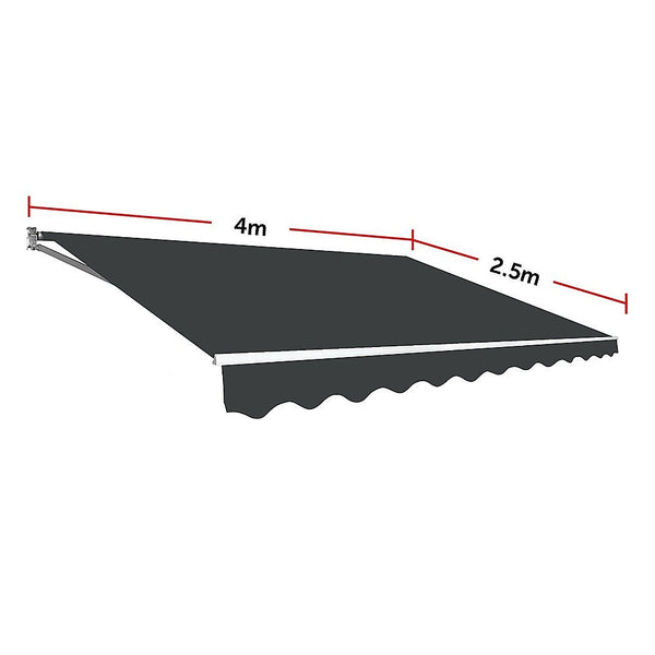 Bariloche Outdoor Folding Arm Awning Retractable Sunshade Canopy Grey 4.0M X 2.5M Awning & Canopy Parts