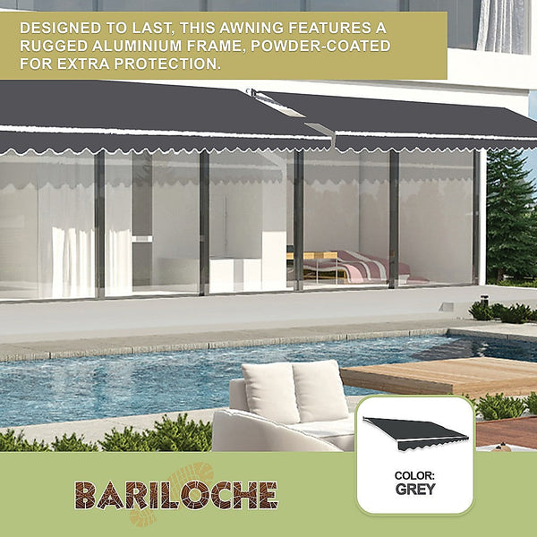 Bariloche Outdoor Folding Arm Awning Retractable Sunshade Canopy Grey 5.0M X 2.5M Awning & Canopy Parts