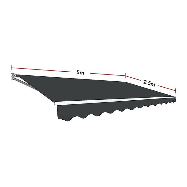 Bariloche Outdoor Folding Arm Awning Retractable Sunshade Canopy Grey 5.0M X 2.5M Awning & Canopy Parts