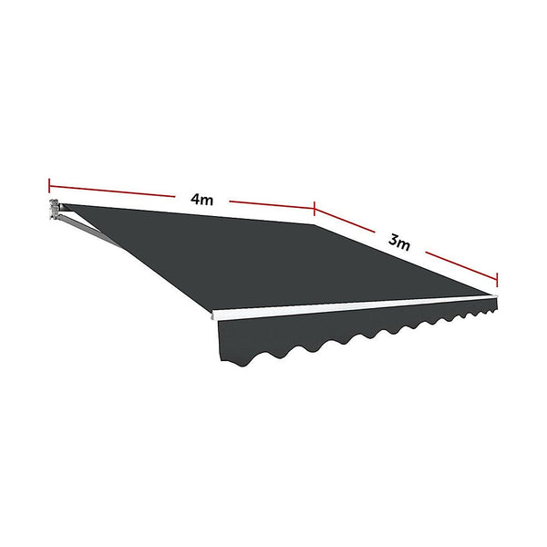 Bariloche Outdoor Folding Arm Awning Retractable Sunshade Canopy Grey 4.0M X 3.0M Awning & Canopy Parts