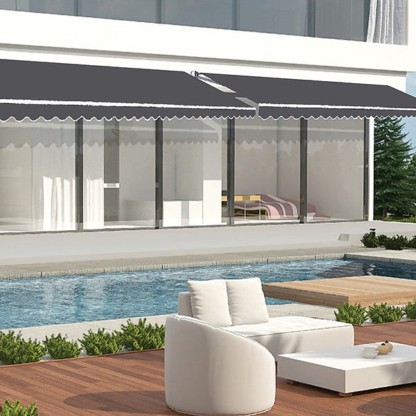 Bariloche Outdoor Folding Arm Awning Retractable Sunshade Canopy Grey 5.0M X 3.0M Awning & Canopy Parts