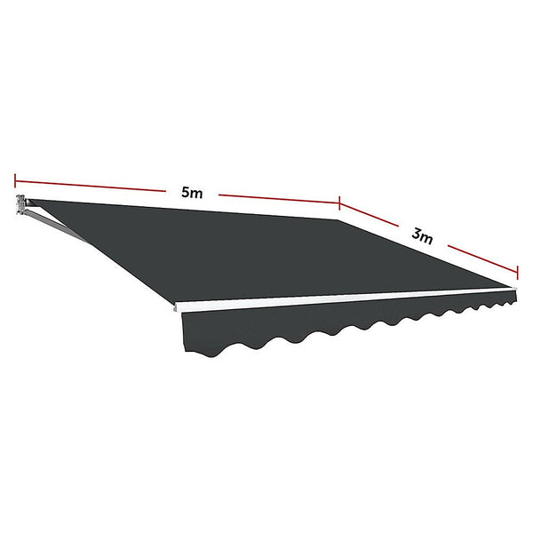 Bariloche Outdoor Folding Arm Awning Retractable Sunshade Canopy Grey 5.0M X 3.0M Awning & Canopy Parts