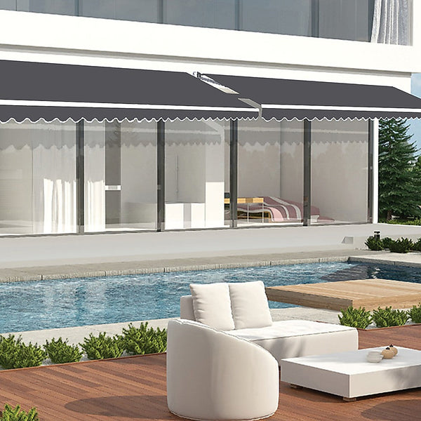 Bariloche Motorised Outdoor Folding Arm Awning Retractable Sunshade Canopy Grey 5.0M X 3.0M Awning & Canopy Parts