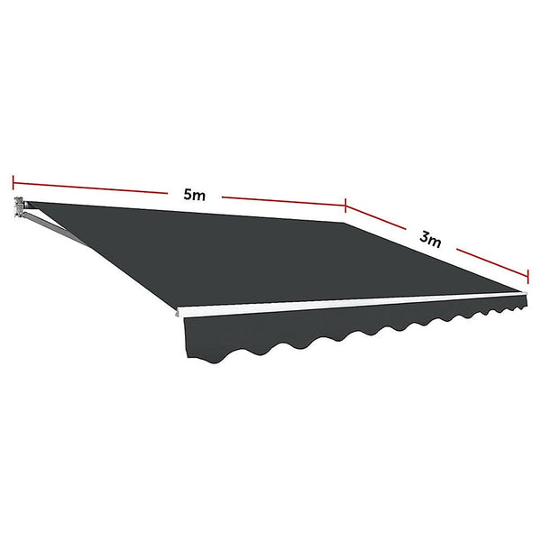 Bariloche Motorised Outdoor Folding Arm Awning Retractable Sunshade Canopy Grey 5.0M X 3.0M Awning & Canopy Parts