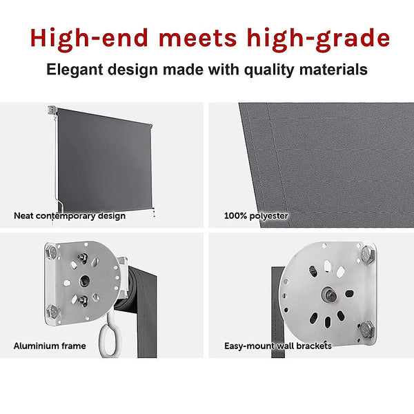 Bariloche Retractable Straight Drop Roll Down Awning Garden Patio Screen 2.1X2.5M Awning & Canopy Parts