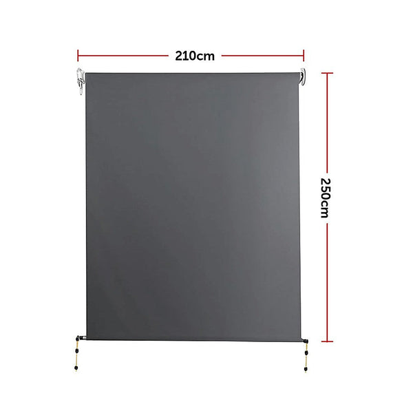 Bariloche Retractable Straight Drop Roll Down Awning Garden Patio Screen 2.1X2.5M Awning & Canopy Parts
