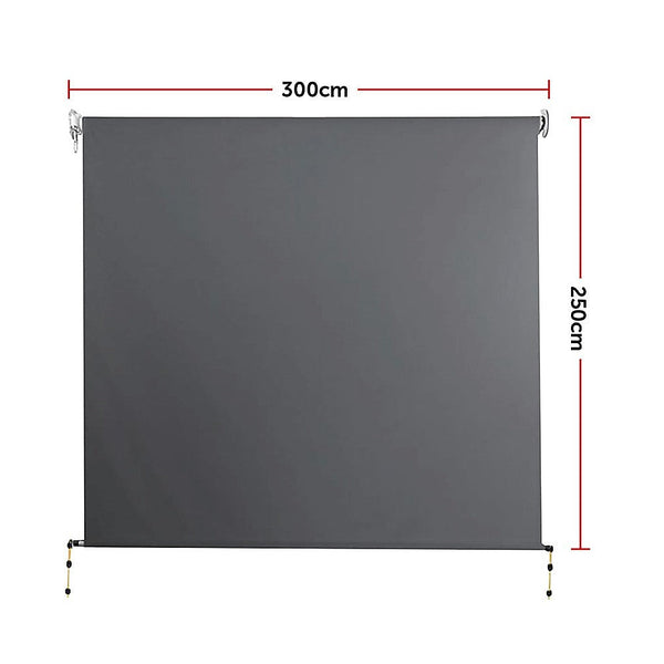 Bariloche Retractable Straight Drop Roll Down Awning Garden Patio Screen 3.0X2.5M Awning & Canopy Parts