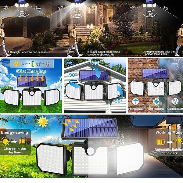 Randy & Travis Machinery 230 Led Solar Lights Outdoor 260Lm Waterproof Motion Sensor Security Wall Lamp Landscape & Walkway Lights