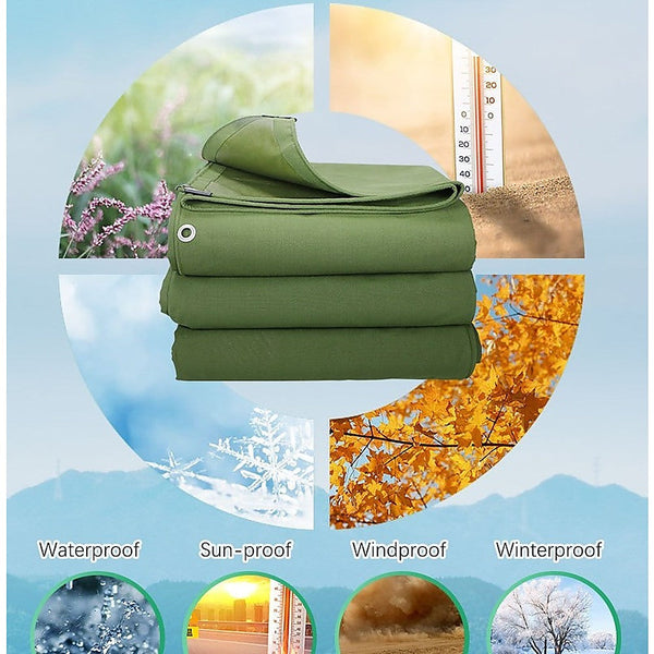 Randy & Travis Machinery 3X4m Army Heavy Duty Waterproof Canvas Tarp Tarpaulin Sun Blocked Dustproof Tarps